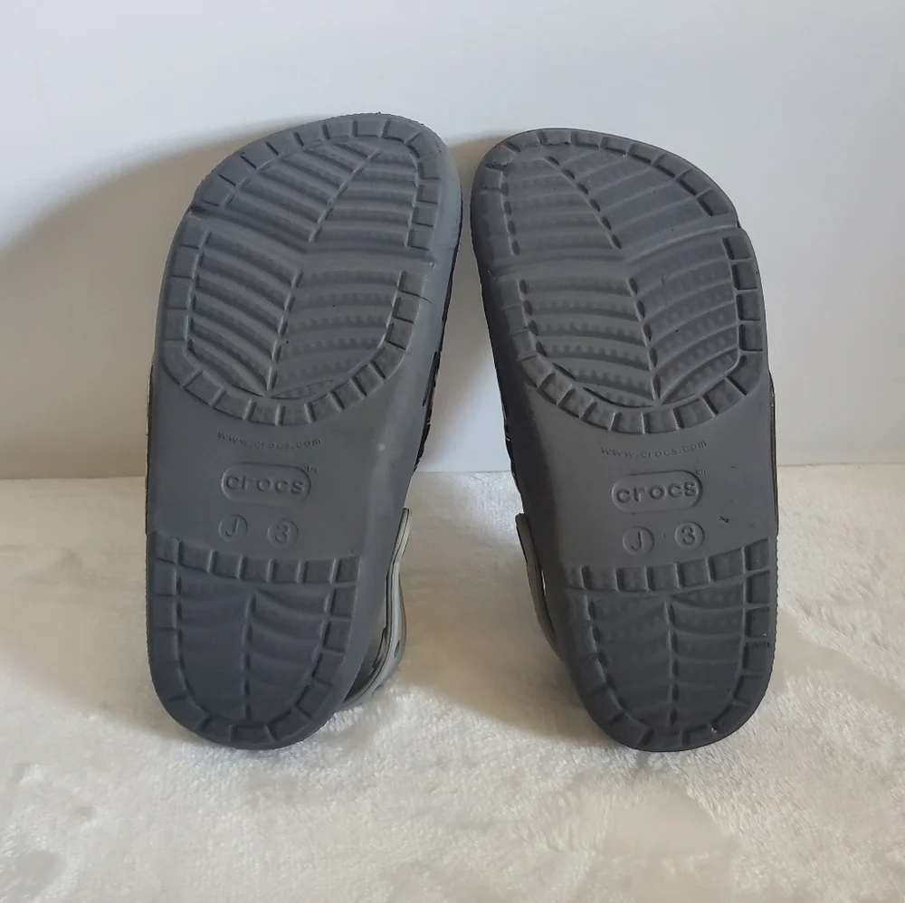 CROCS Funlab Monster Truck LED Light Gray Slip On Clogs Size Jr 3